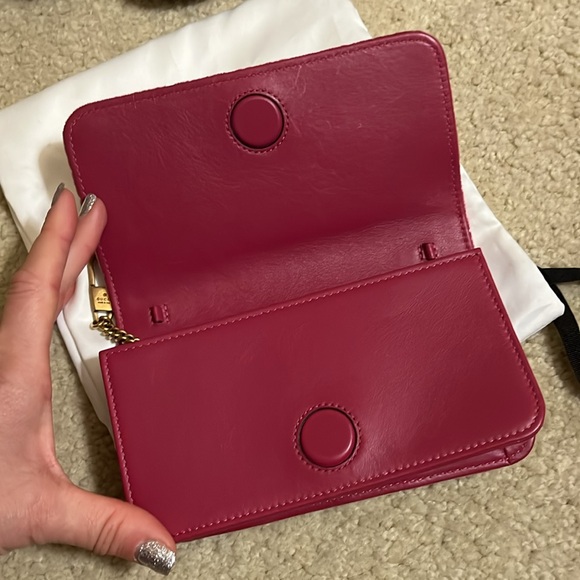 Auth GUCCI MARMONT LOVE PINK VELVET CLUTCH Purse Handbag Pearls & Gold - Picture 8 of 13